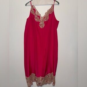 Express Bright Pink and Beige Lace Chemise dress